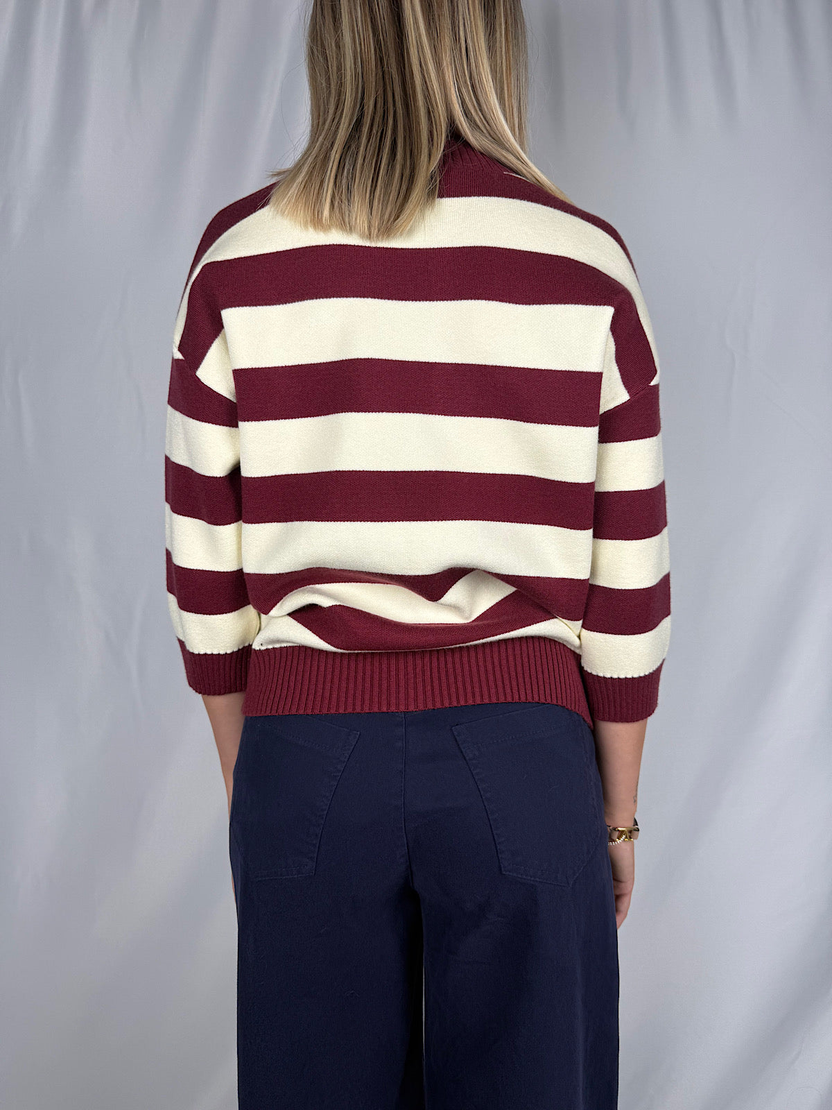 Maglia a Righe Armonia Bordeaux e Bianco