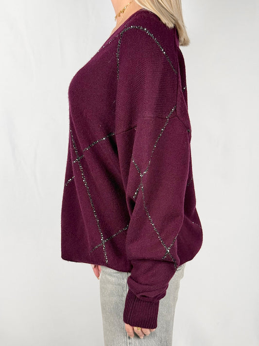 Cardigan con Paillettes Nere Vicolo Bordeaux