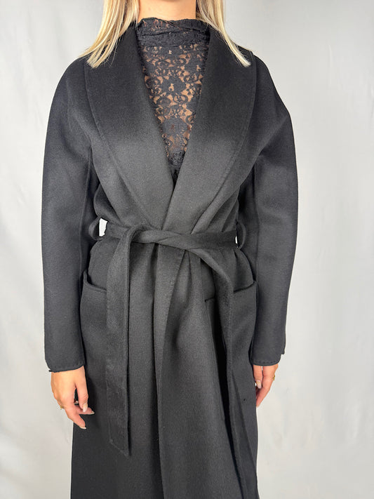 Cappotto Lungo con Cintura Vicolo Hand Made Nero