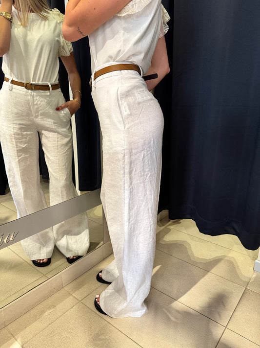 Pantaloni in Lino Bianchi Tensione In