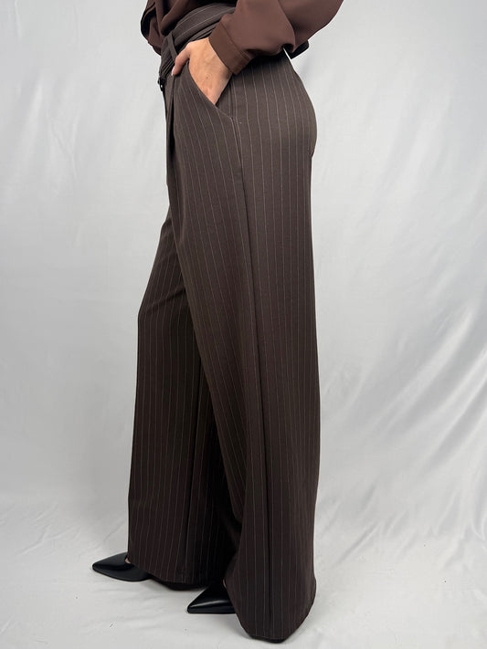 Pantalone Gessato Armonia Marrone