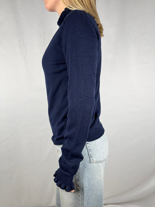 Maglia con Maniche Lunga e Bordo Plissettato Blu Dixie