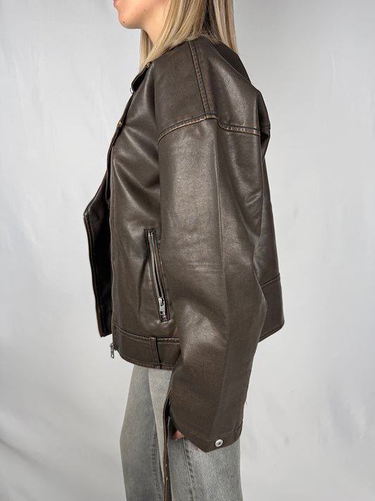 Biker Ecopelle JJXX Marrone