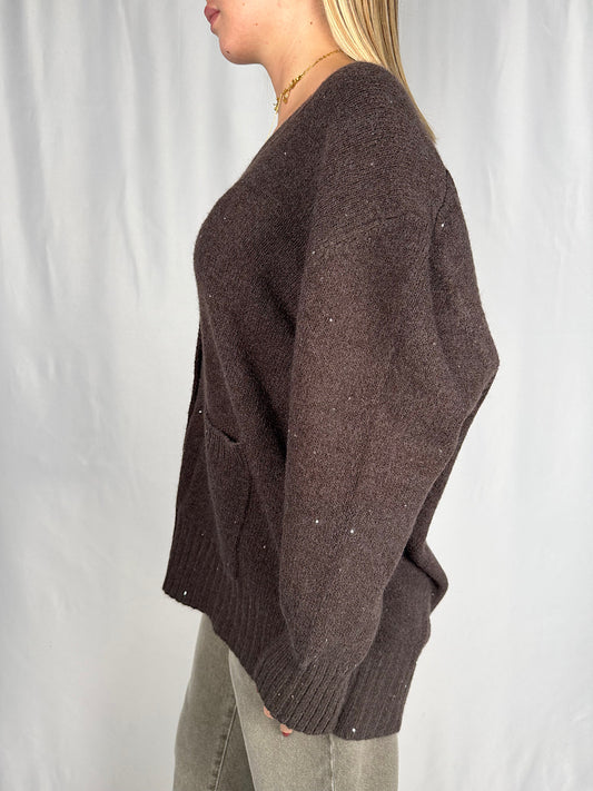 Cardigan con Pailletes Caffè SusyMix