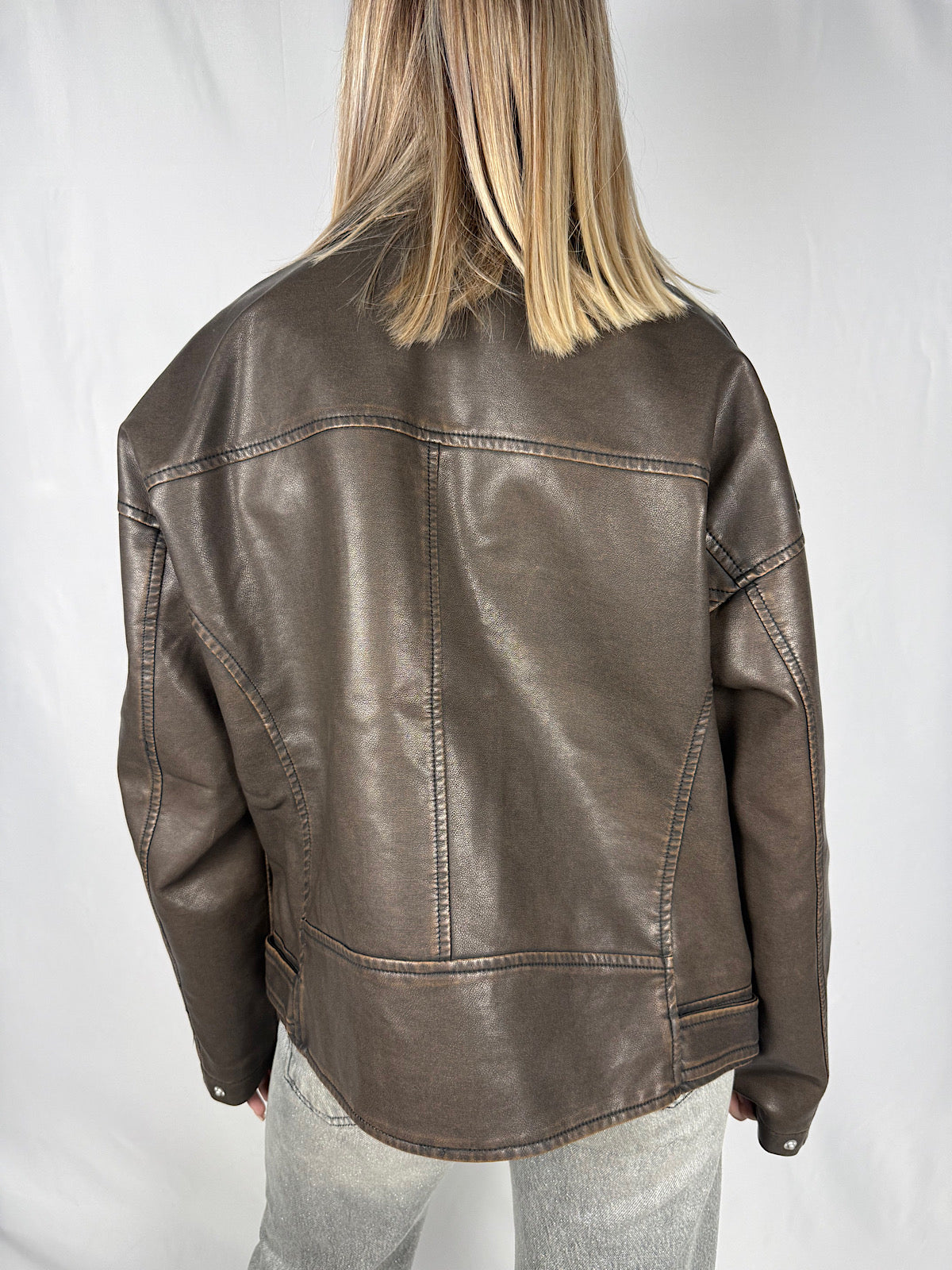 Biker Ecopelle JJXX Marrone