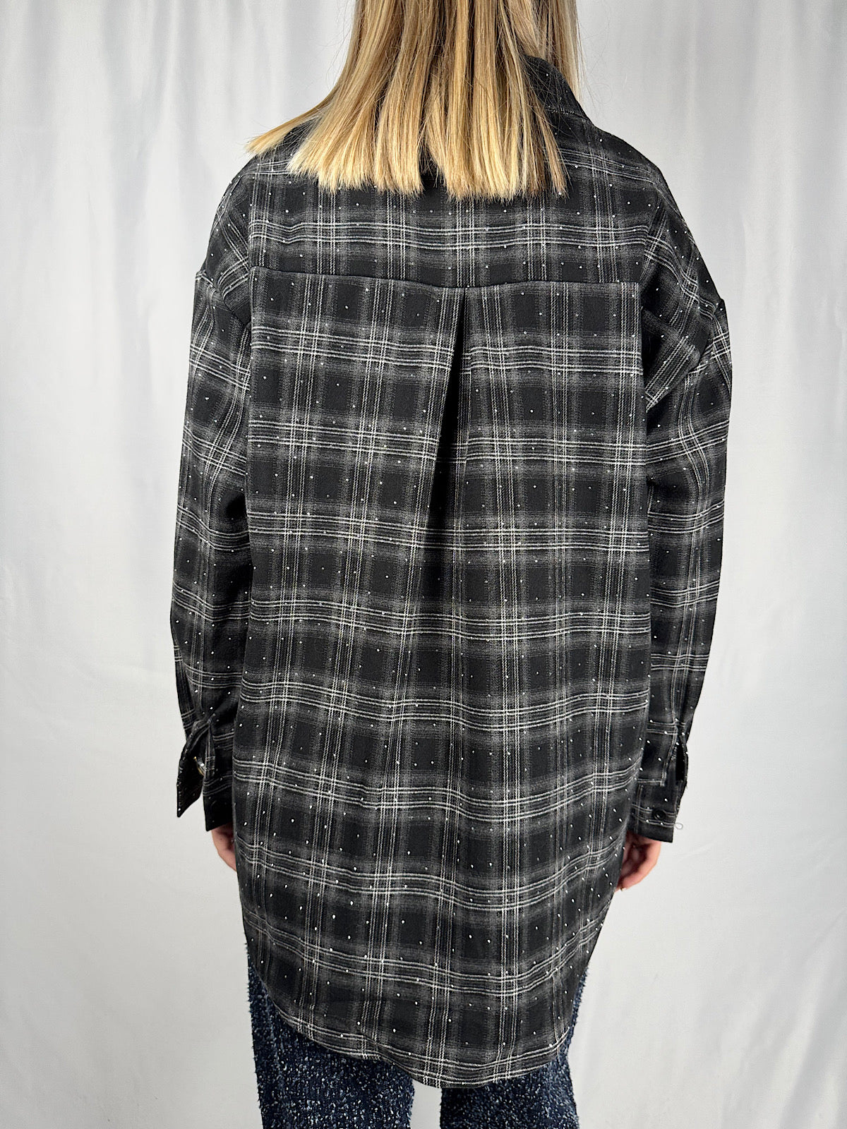 Camicia Check con Strass Nera Armonia