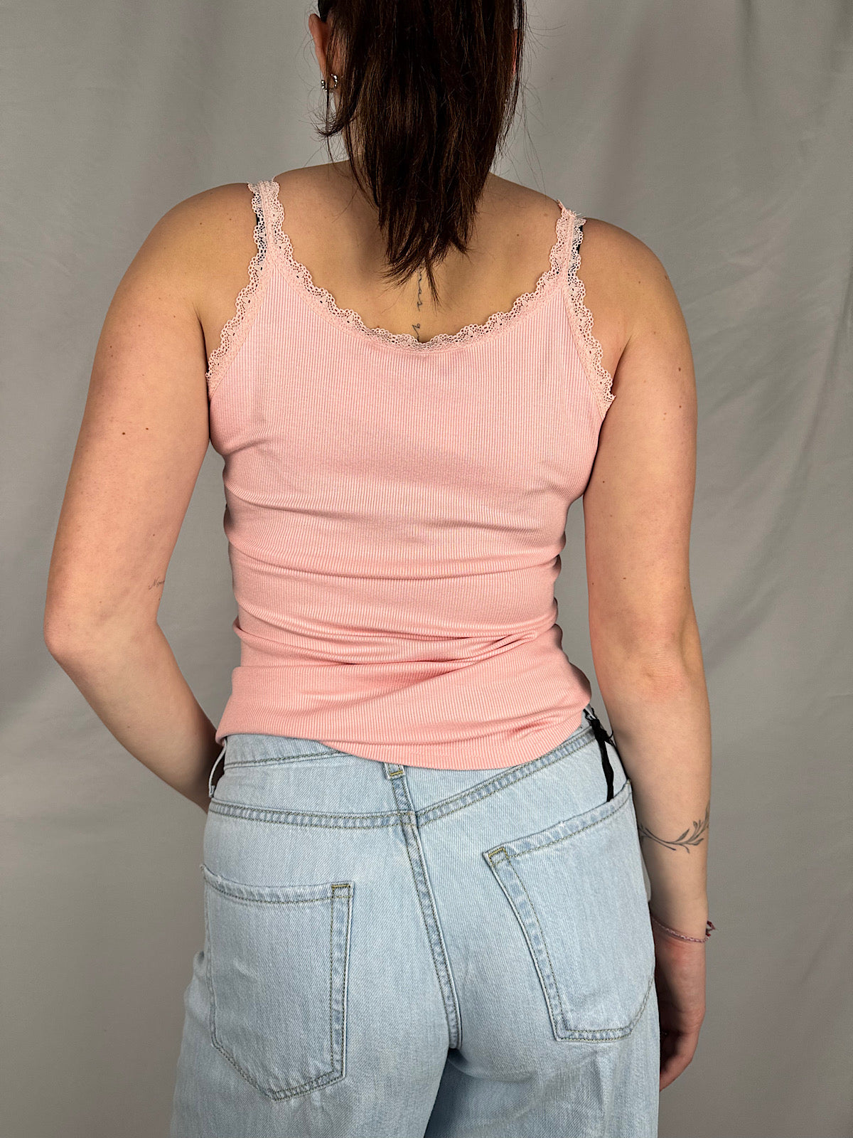 Canotta Costine Dettaglio Pizzo Armonia Rosa