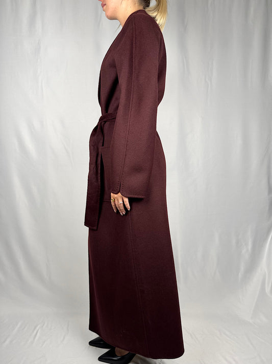 Cappotto Lungo con Cintura Vicolo Hand Made Bordeaux
