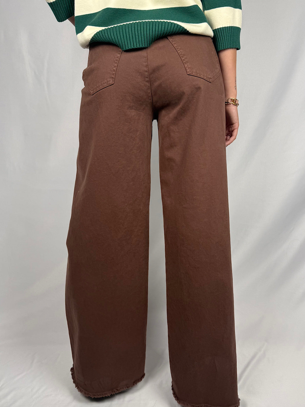 Pantalone con Cintura Tensione-In Cioccolato