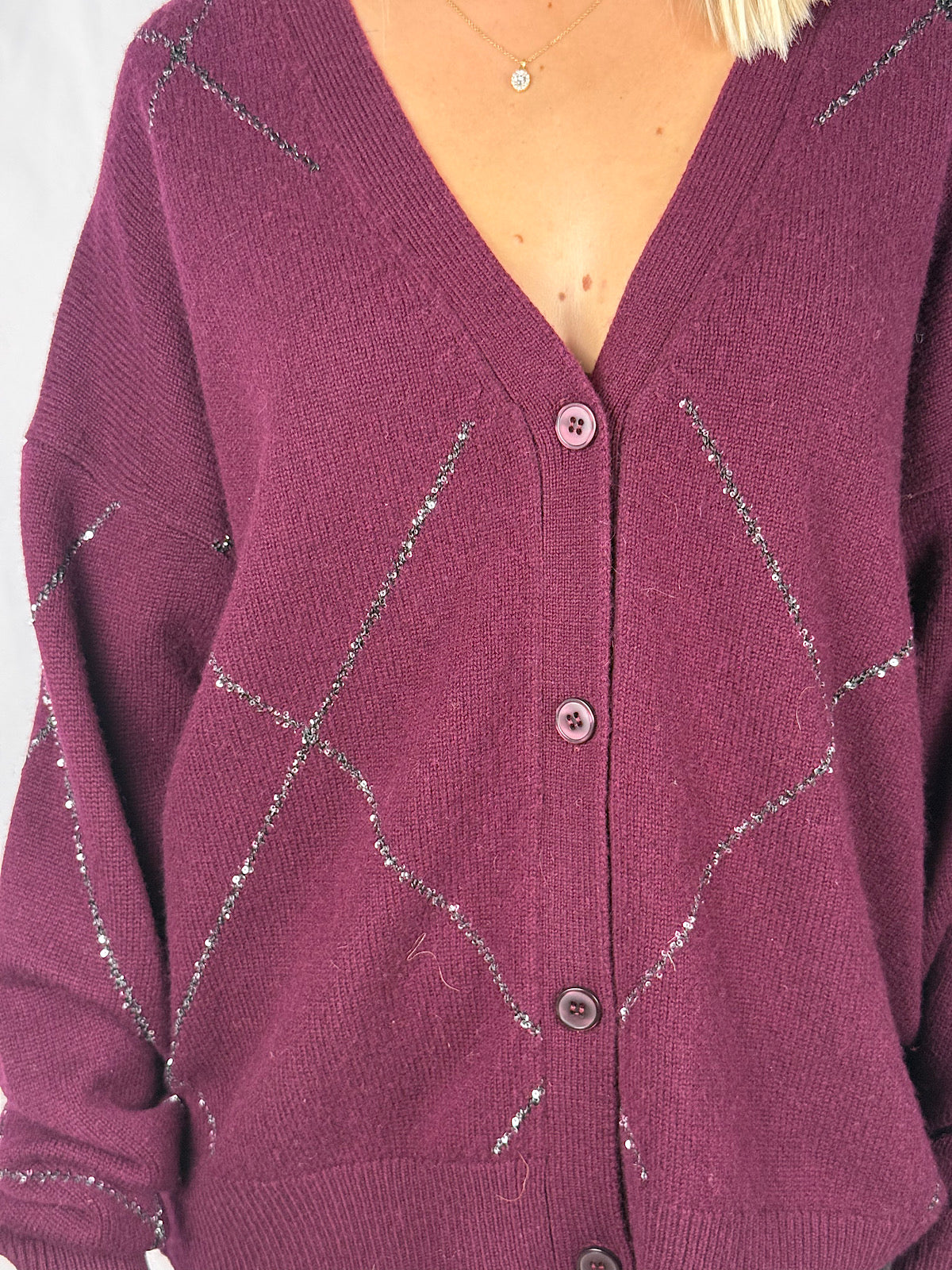 Cardigan con Paillettes Nere Vicolo Bordeaux
