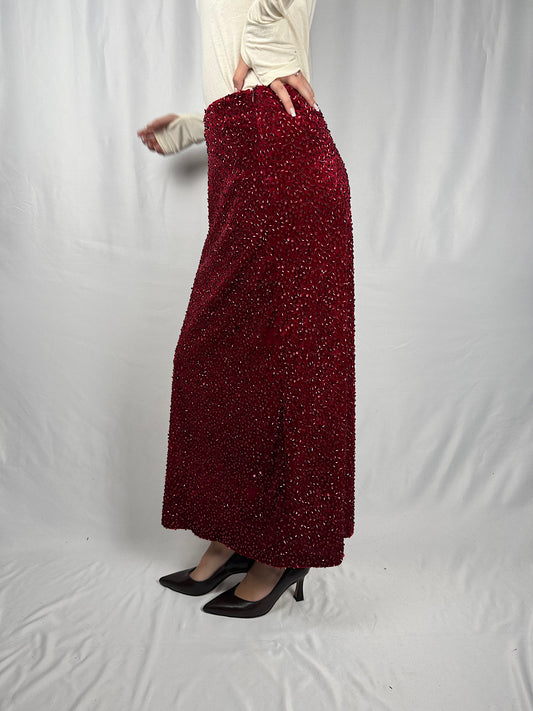 Gonna in Velluto con Pailletes Rossa Tensione-In