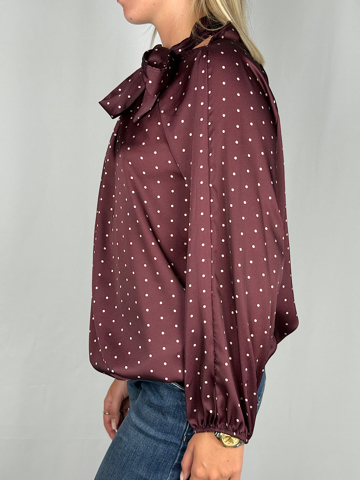 Camicia Bordeaux a Pois con Fiocco Armonia