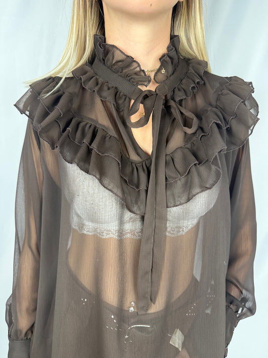 Camicia con Rouches Tensione-In Moro