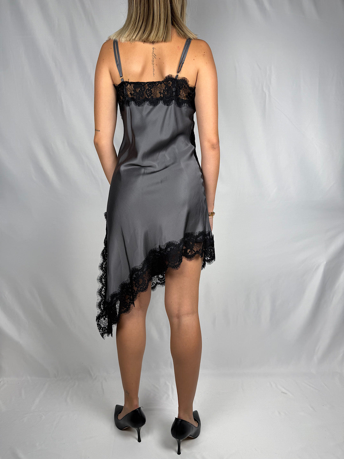 Abito Sottoveste con Pizzo Vicolo Antracite
