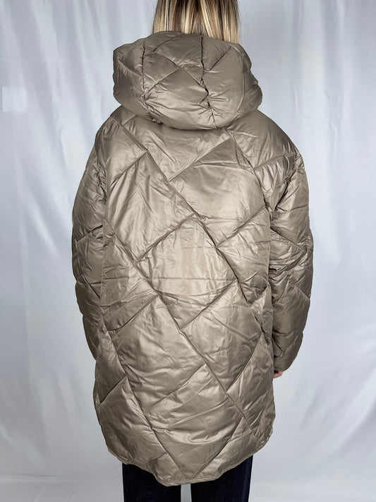 Piumino con Cappuccio Over JJXX Taupe