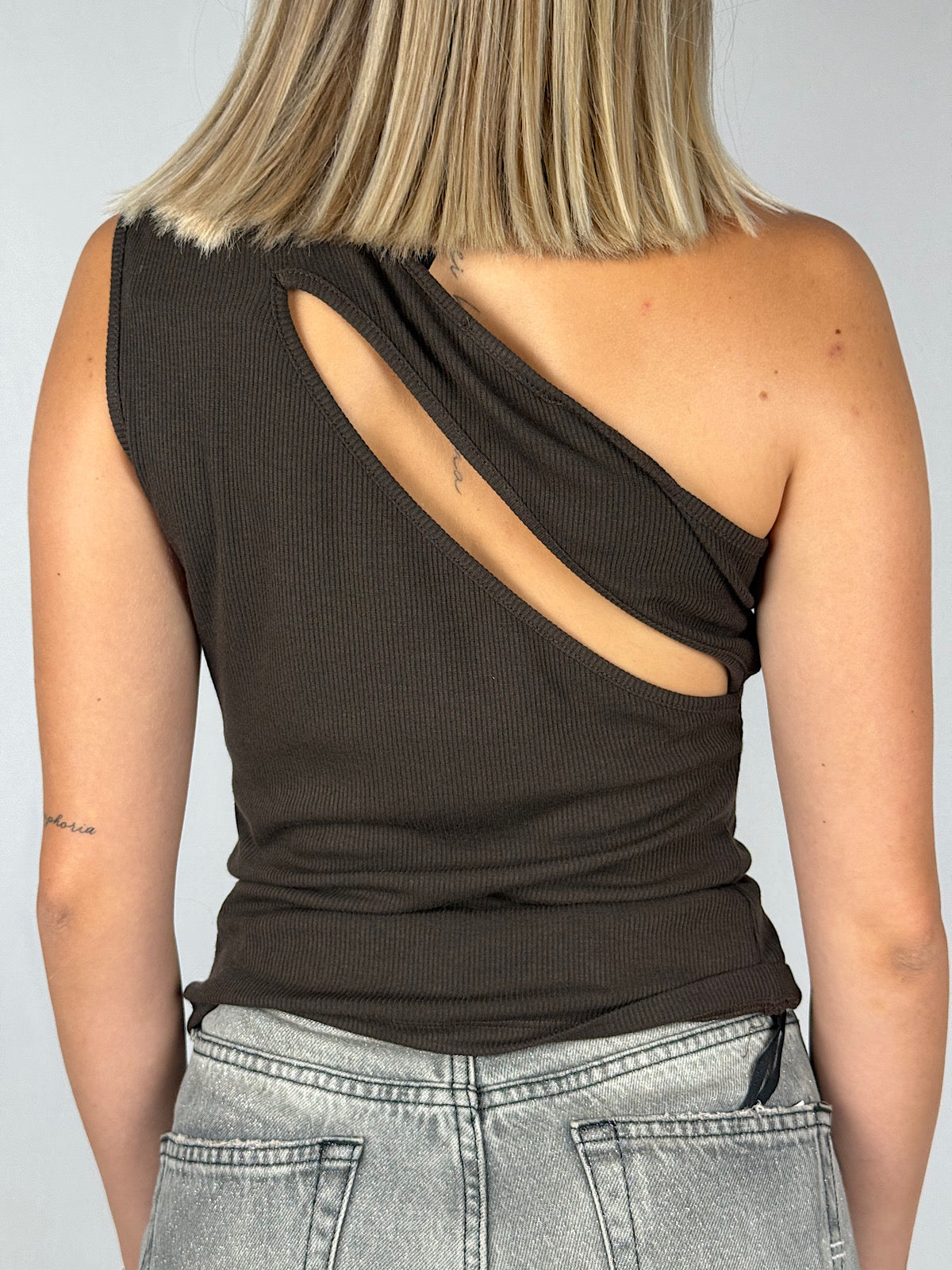 Top a Costine con Dettaglio Gioiello Oro Vicolo Marrone