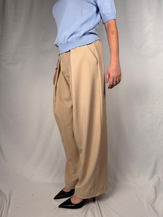 Pantalone Ampio con Pinces Armonia Beige