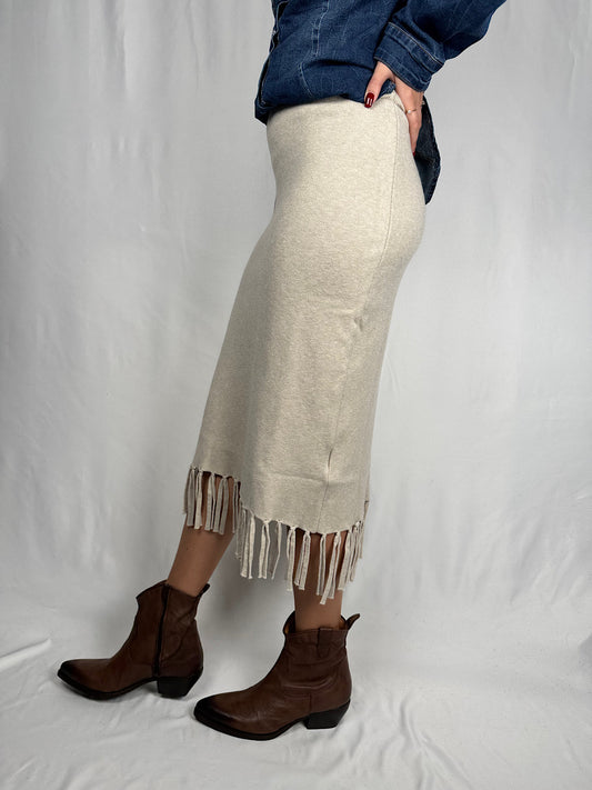 Gonna Lungette con Frange Beige SusyMix