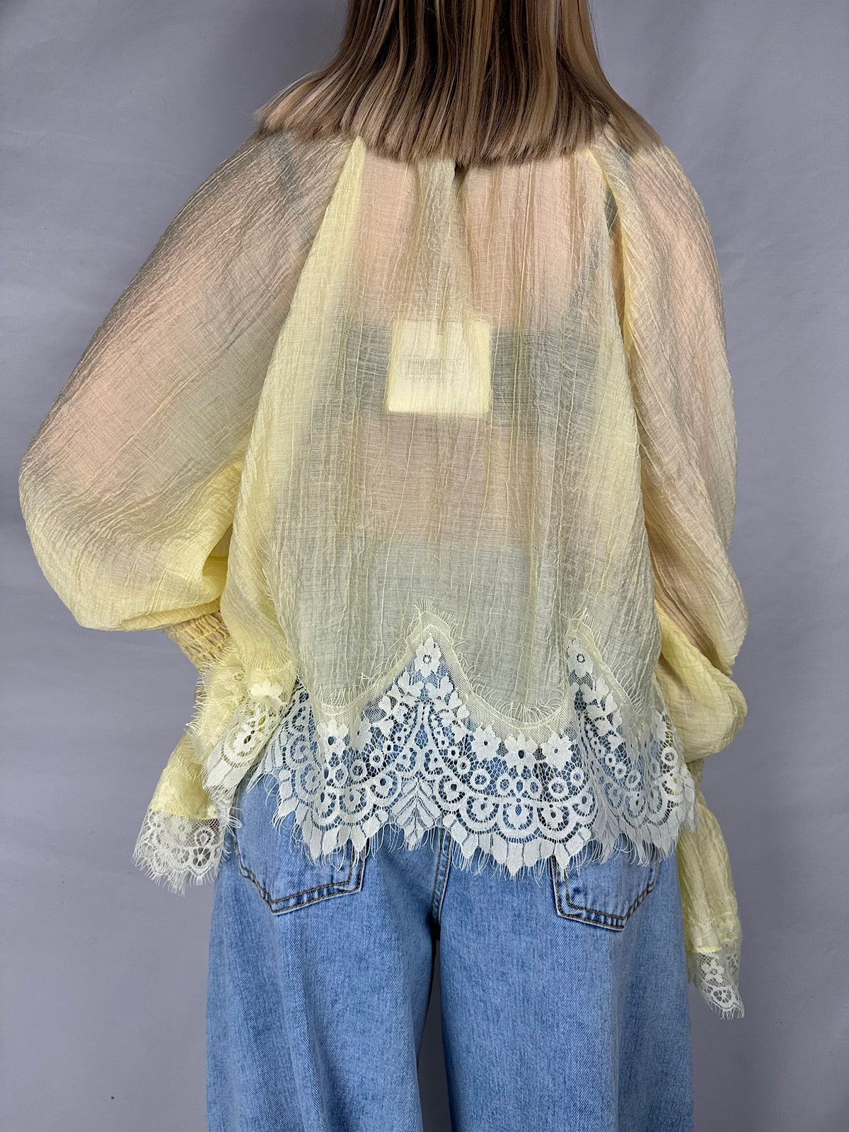 Camicia Gialla con Pizzo Tensione-In