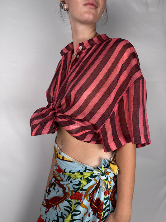 Camicia in Mussola Fantasia Geometrica Tensione In India