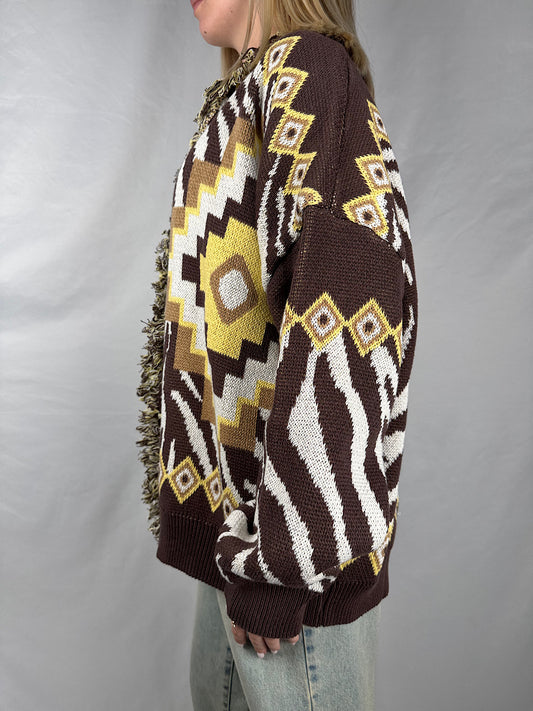 Cardigan Zebrato Marrone Tensione-In