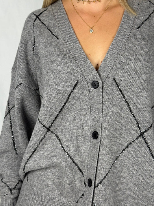 Cardigan con Paillettes Nere Vicolo Grigio