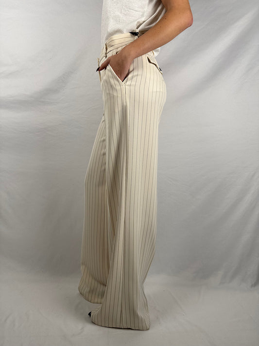 Pantalone Gessato Bianco Vicolo