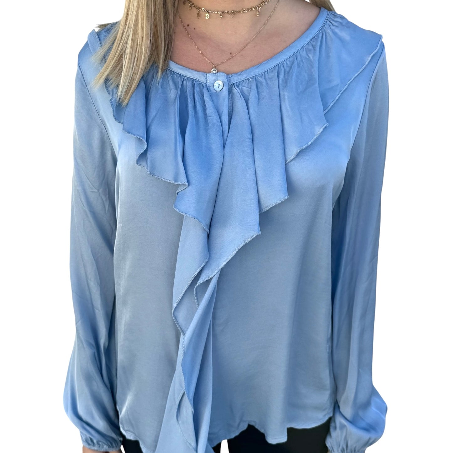 Camicetta con Rouches Azzurra