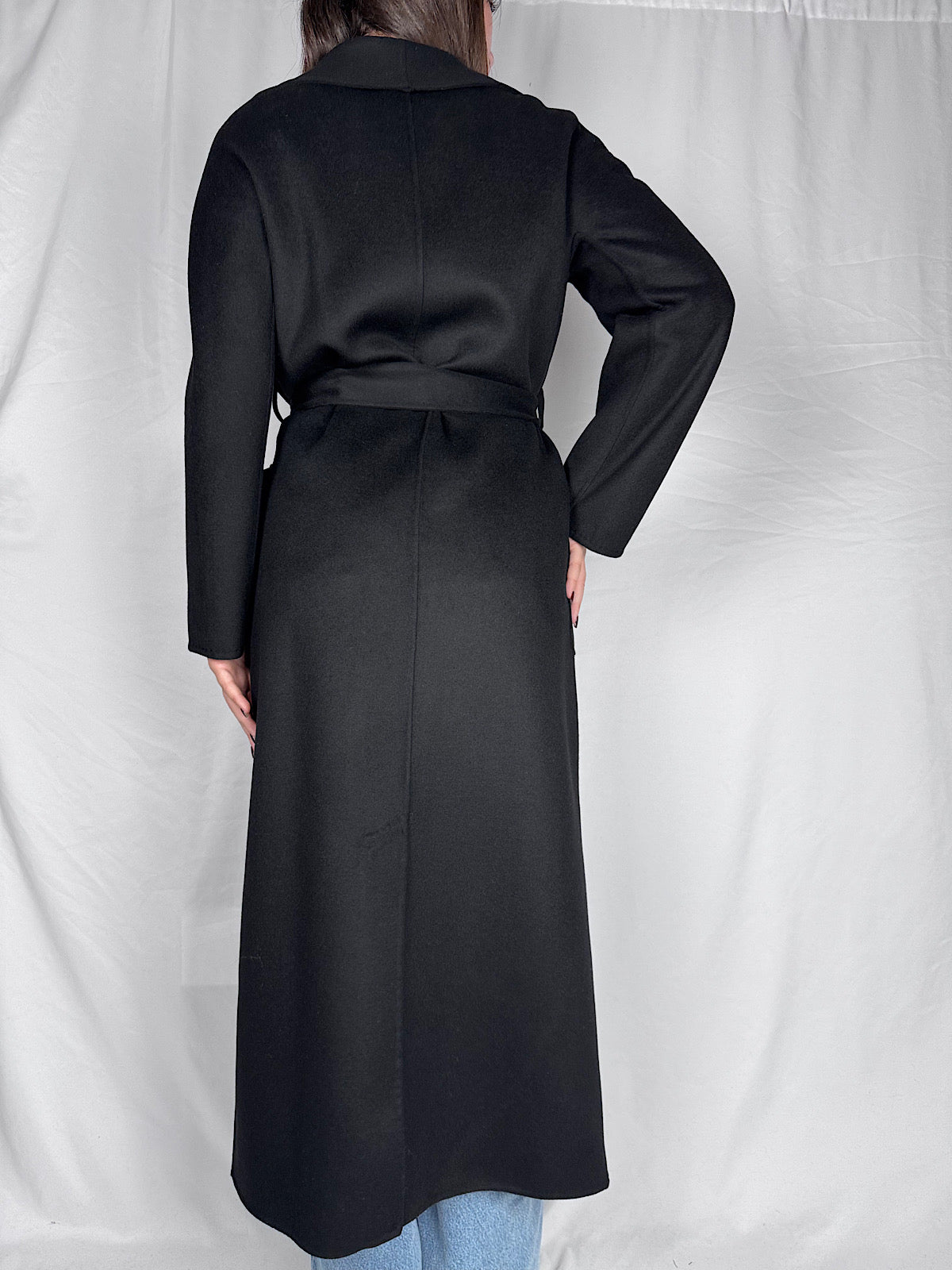 Cappotto Lungo con Cintura Vicolo Nero