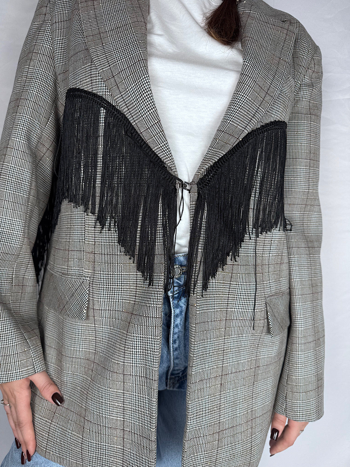 Giacca con Frange Vicolo Beige/Moro