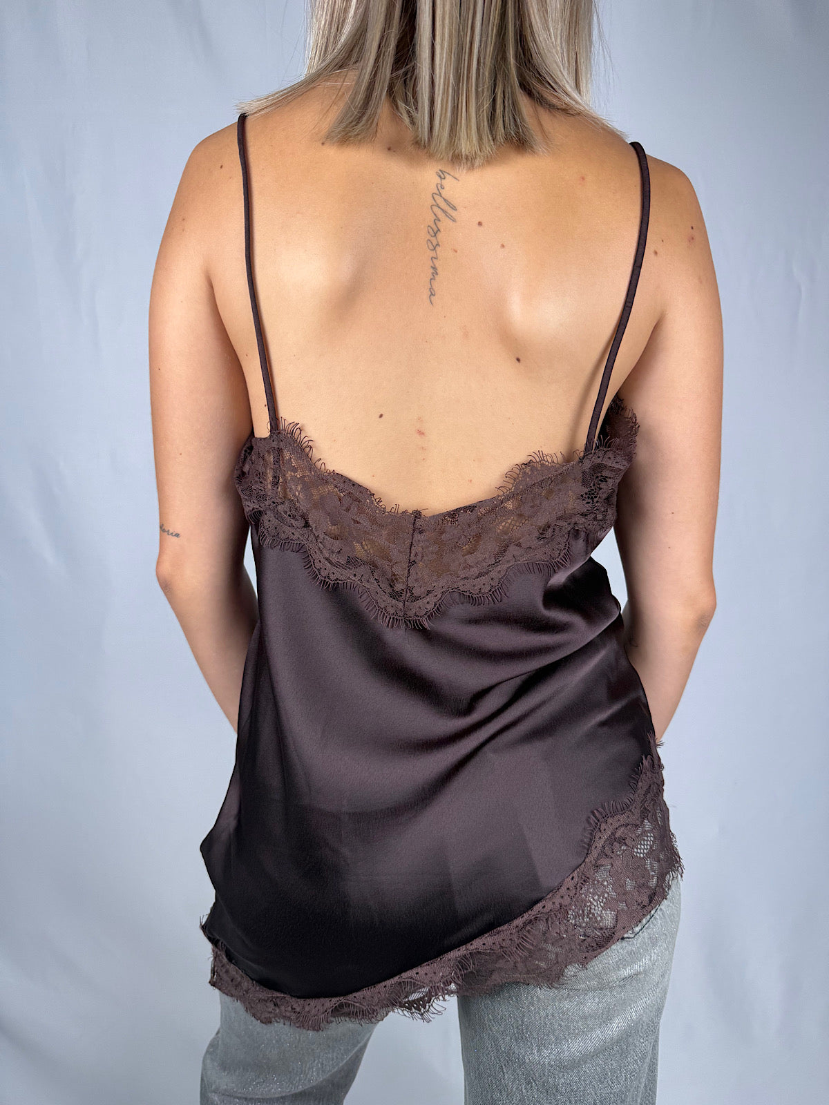 Top Sottoveste in Pizzo Armonia Marrone