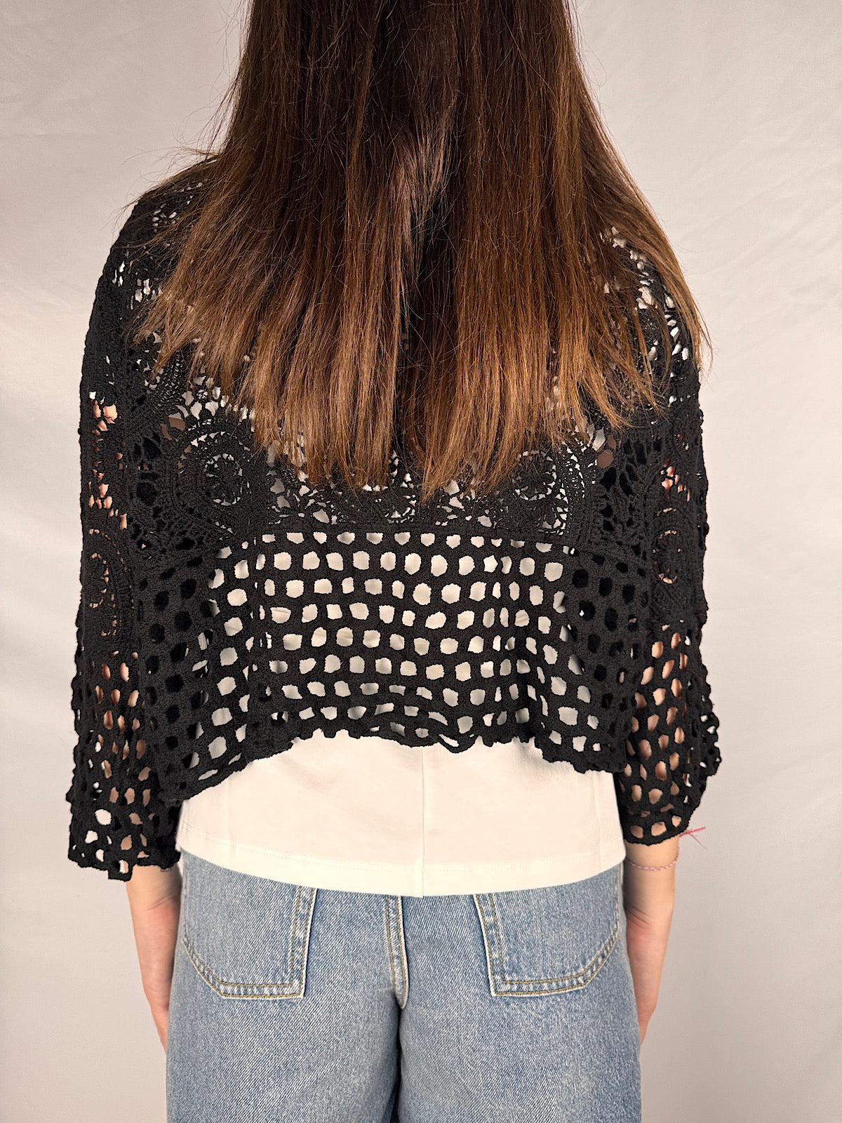 Cardigan Crochet Susy Mix Nero
