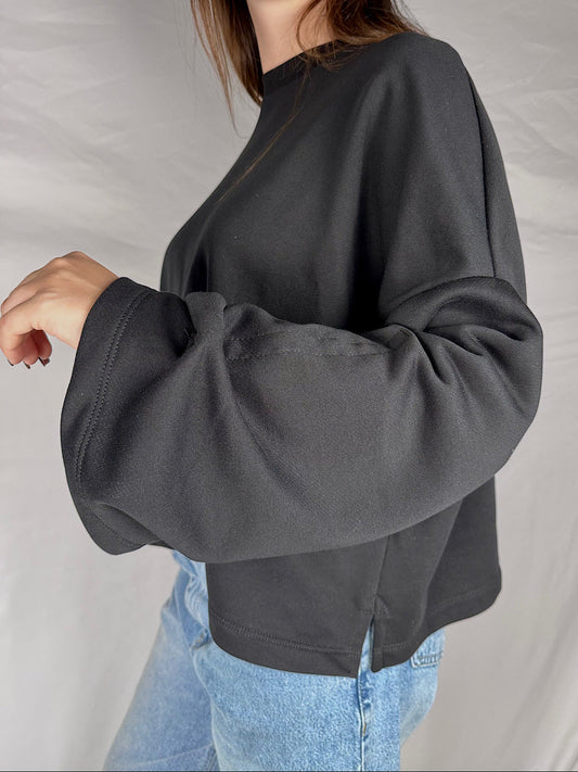 Felpa con Maniche Drappeggiate Vicolo Nero