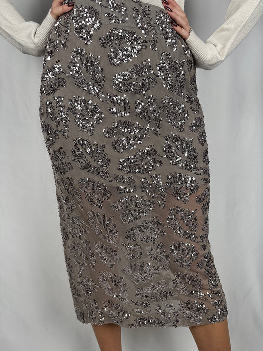 Gonna con Pailletes Grigio Tensione-In