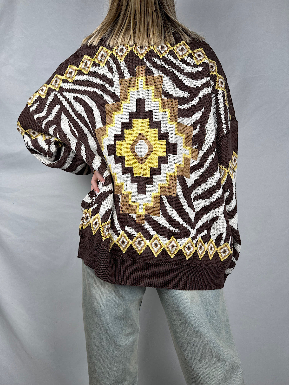 Cardigan Zebrato Marrone Tensione-In