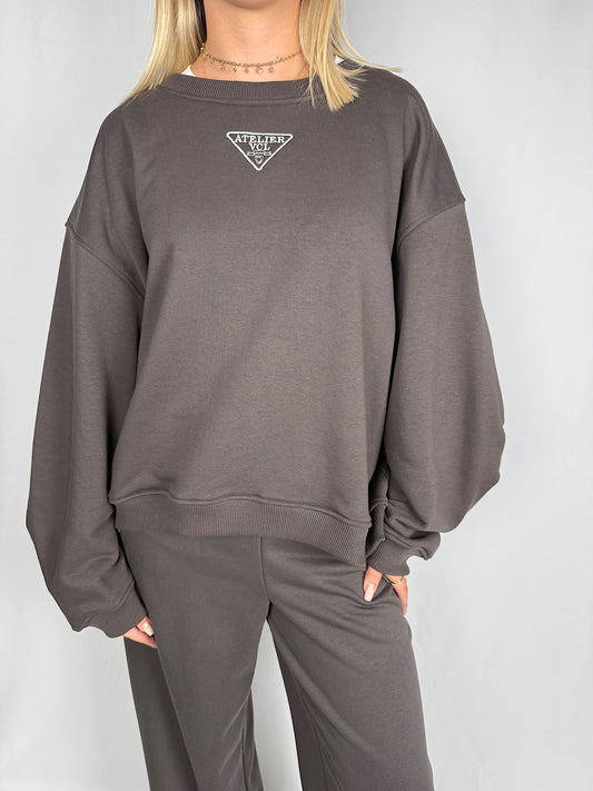 Felpa con Logo Vicolo Marrone