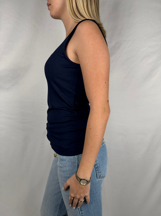 Canotta Scollo Quadro Blu Navy Vicolo