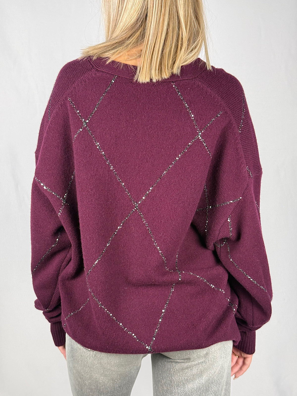 Cardigan con Paillettes Nere Vicolo Bordeaux