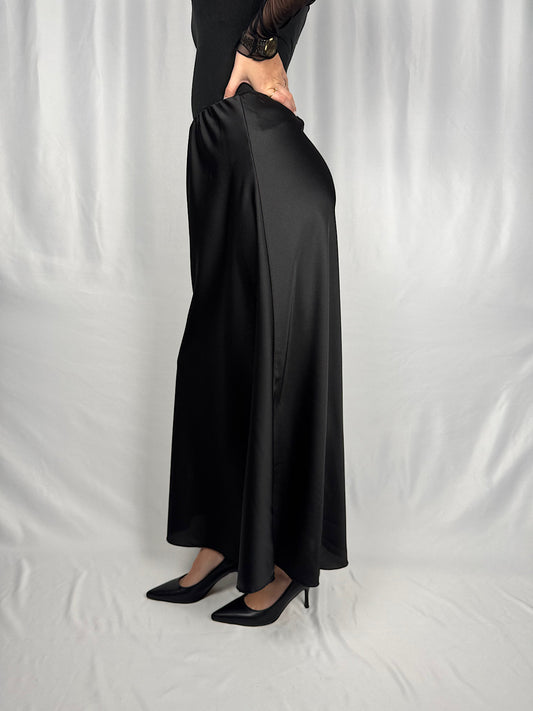 Gonna Effetto Satin Nero Armonia