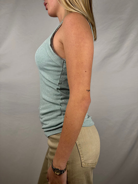 Canotta Lurex Verde Acqua Susy-Mix