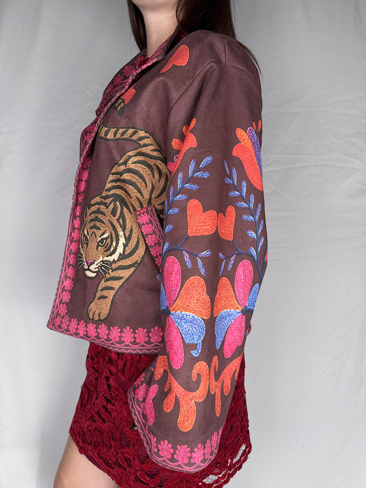 Bomber "Nomad" HaveOne Tigre Effetto Ricamo Prugna