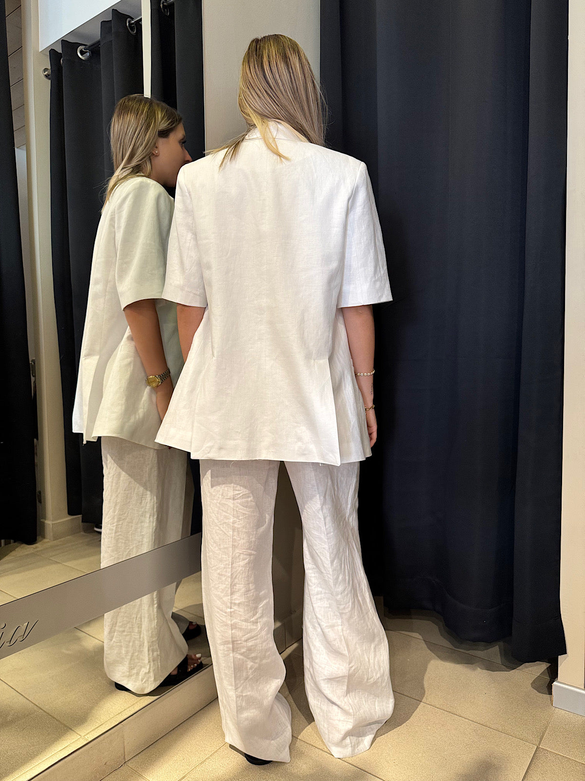 Pantaloni in Lino Bianchi Tensione In