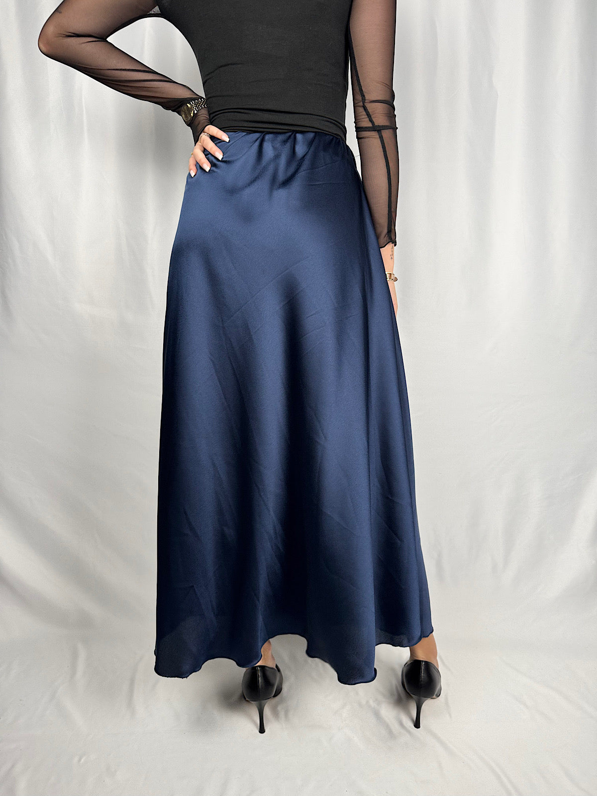 Gonna Effetto Satin Blu Armonia