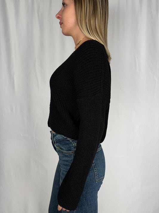 Cardigan con Bottoni Nero Armonia