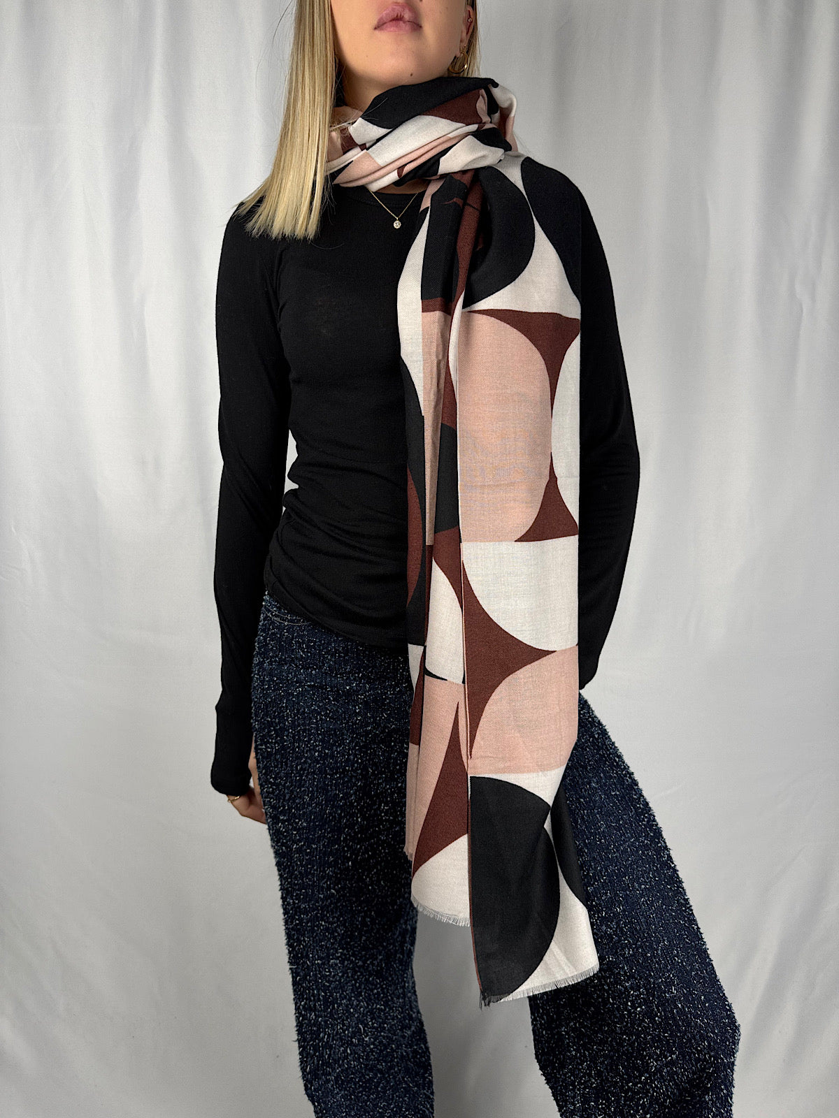 Sciarpa Fantasia Geometrica Rosa Armonia