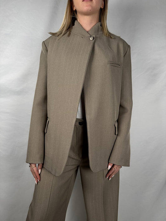 Giacca Abbottonatura Laterale Tortora Vicolo