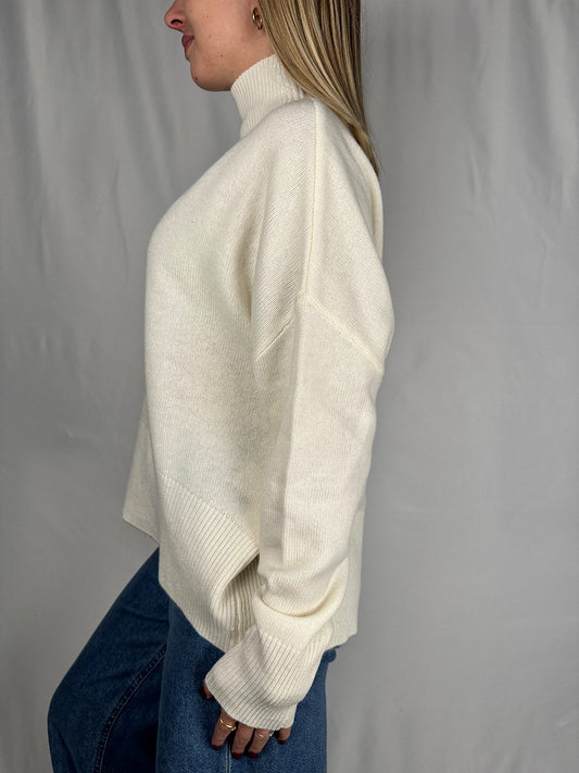 Maglia Collo Alto Panna Tensione-In