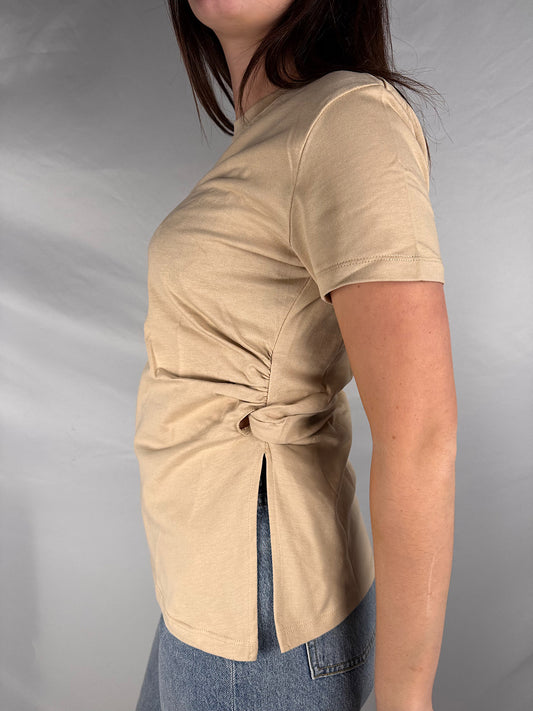 T-Shirt Mezza Manica Con Drappeggio Vicolo Beige