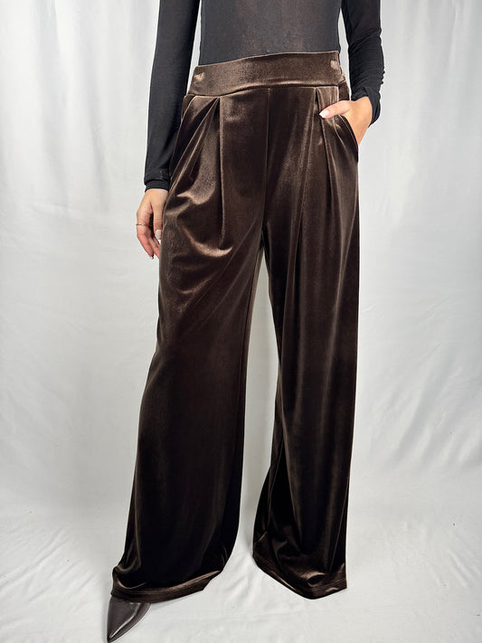 Pantalone in Velluto Marrone Tensione-In