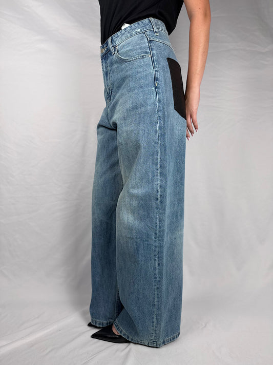 Pantalone Denim Tensione In Tasca Intrecciata Nero